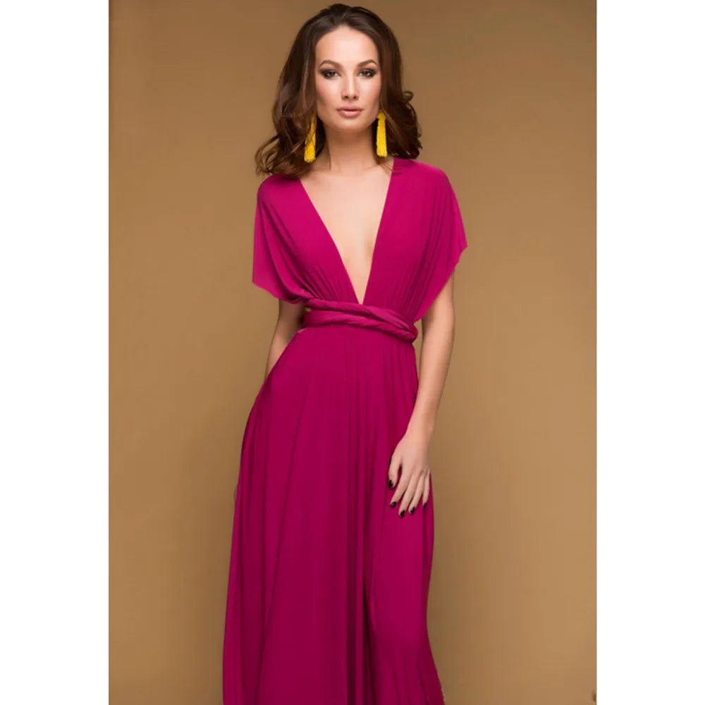 Women Sexy Multiway Wrap Convertible Boho Maxi Bandage Long Dress Party Bridesmaid Infinity Robe