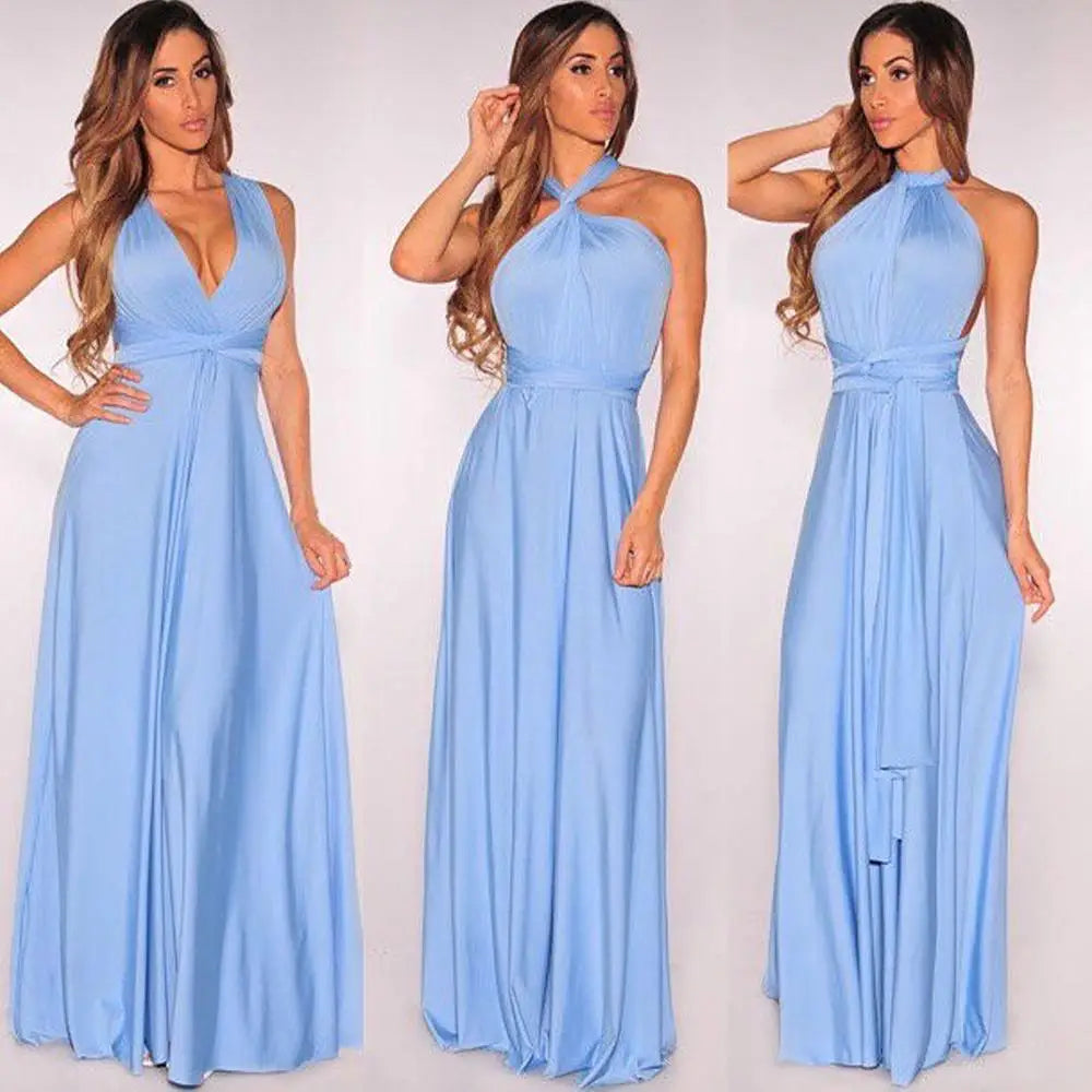 Women Sexy Multiway Wrap Convertible Boho Maxi Bandage Long Dress Party Bridesmaid Infinity Robe