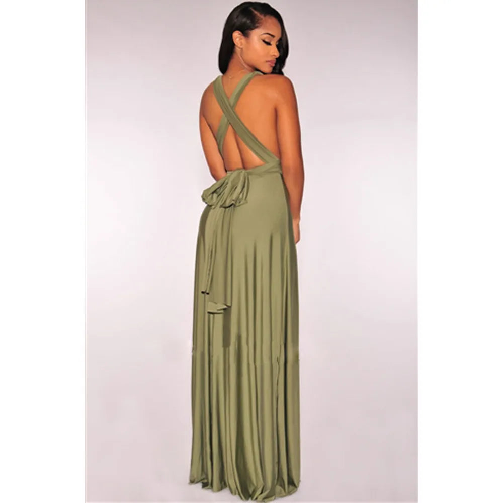 Women Sexy Multiway Wrap Convertible Boho Maxi Bandage Long Dress Party Bridesmaid Infinity Robe