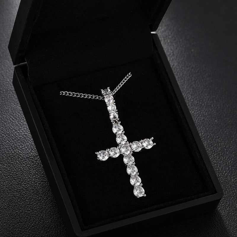 Moissanite Men Women Hip Hop Cross Pendant 925 Sterling Silver Material Fine Jewelry