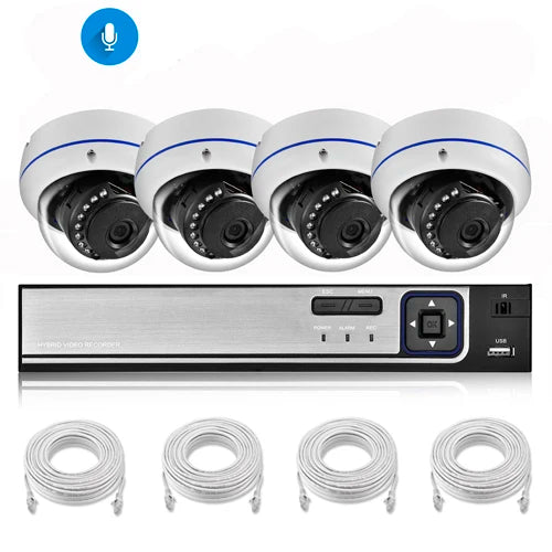 AZISHN 4K 8MP Video Surveillance Set 8CH POE NVR kit AI Human Detection IP Camera Indoor Outdoor Audio Recorder Security System