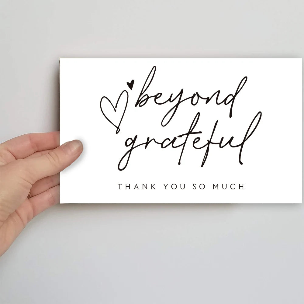 30Pcs/Pack white Thank You Card Labels With Beyond Grateful Card For Supporting My Small Business Decoration Gift Greeting Card