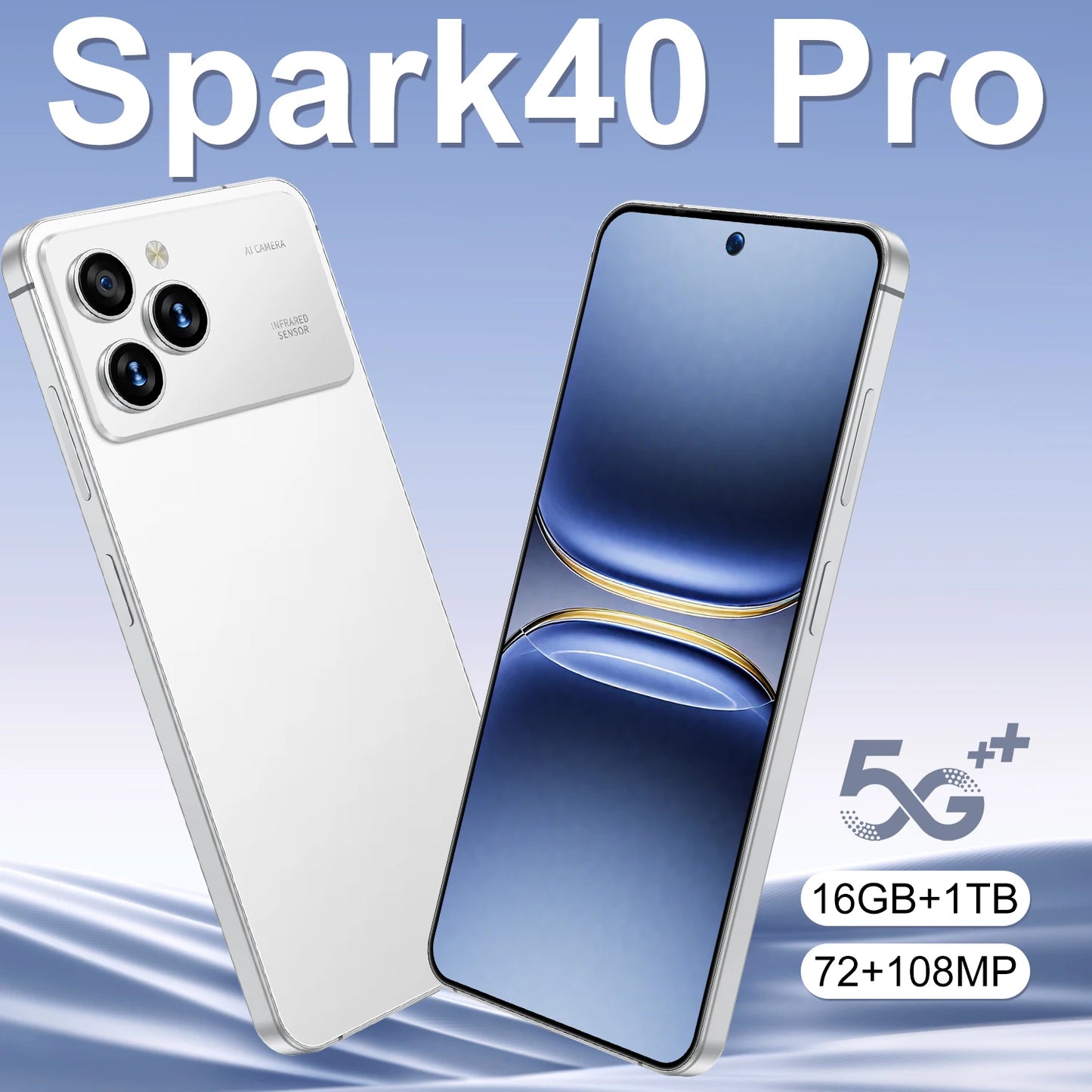 Spark40 Pro 7.3 Inch Android 14 5G LTE Deca Core 108MP HD LCD Dual SIM 16GB+1TB Spanish Smartphone