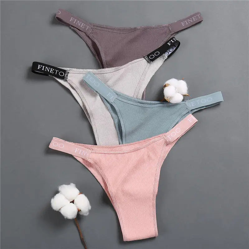 5PCS/Set Cotton Panties Briefs Women Underpants Sexy Thong
