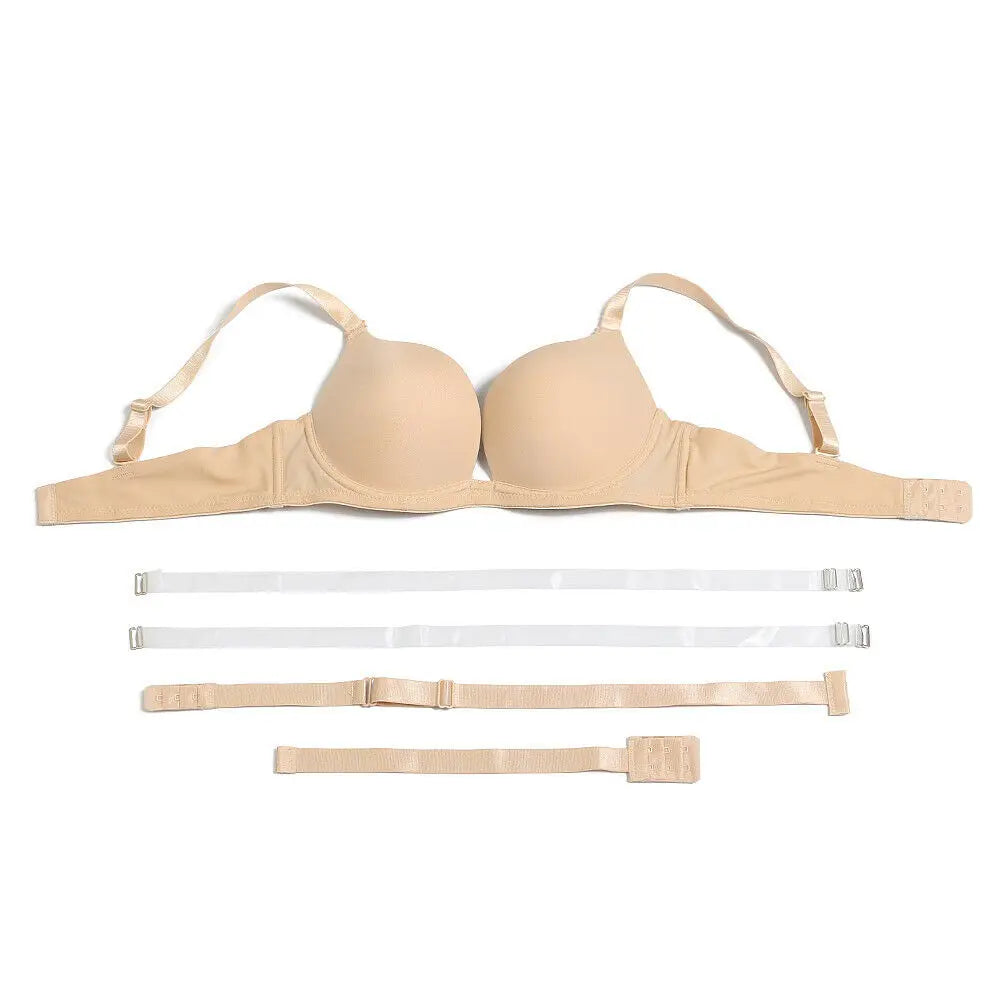 Women Bra Push Up Bras Deep Plunge V Neck Lingerie Clear Straps Multiway