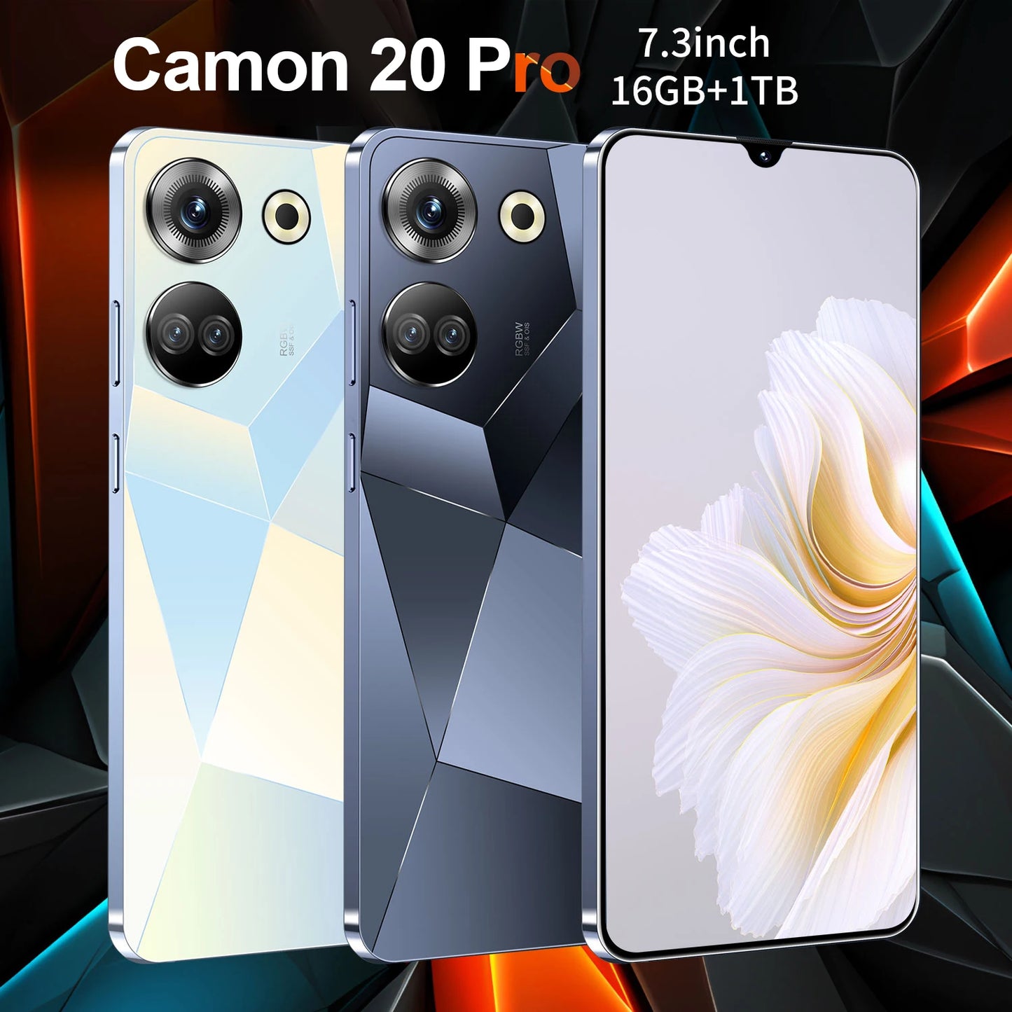 Latest Style Camon 20 Pro Android 13 5G Smartphone 7.3-inch HD Screen 50MP+108MP Camera 16GB+1TB Storage MTK Processor