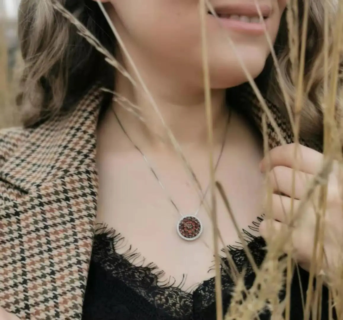 GEM'S BALLET Women's Natural Red Garnet Gemstone Necklace Pendant 925 Sterling Sliver Fine Jewelry