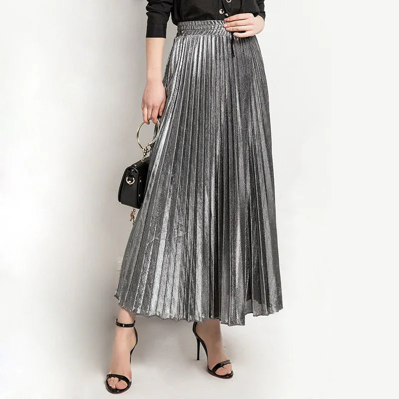 Women's Half Skirt Eco-Friendly Polyester Cotton A-Line Pleated Maxi Casual Skirt