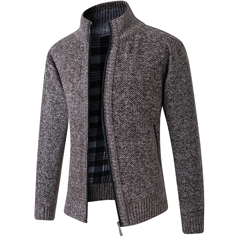 Men Sweater Cardigan Blazer Autumn/Winter Fleece Thick Warm Loose Zip Up
