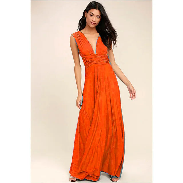 Women Sexy Multiway Wrap Convertible Boho Maxi Bandage Long Dress Party Bridesmaid Infinity Robe