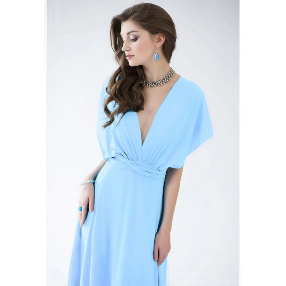 Women Sexy Multiway Wrap Convertible Boho Maxi Bandage Long Dress Party Bridesmaid Infinity Robe