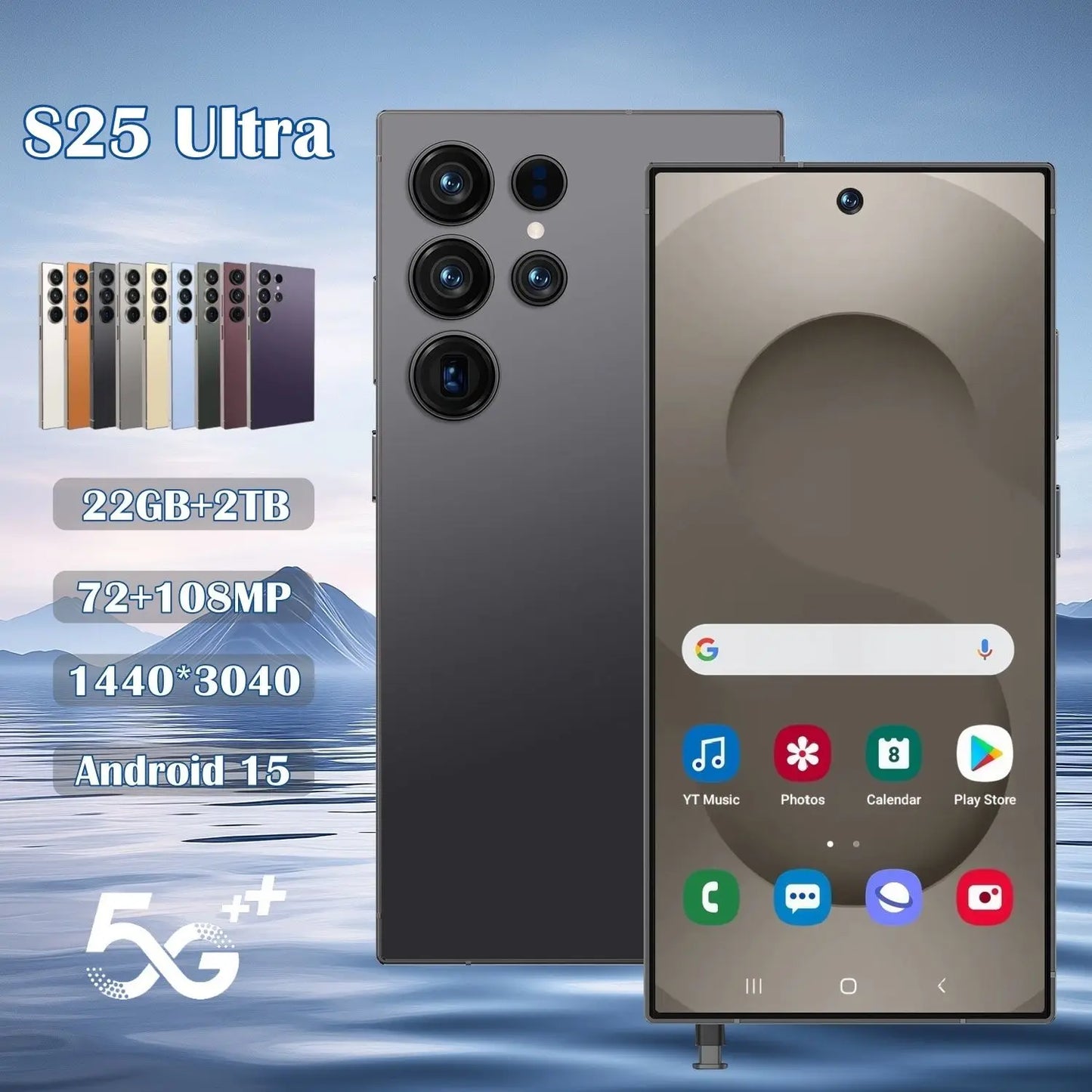 2025 S25 Ultra 5G Smartphone Dual SIM Full HD 6.9 Inch Display Face Recognition 22GB+2TB Android 15 100W Quick Charge Multilingual
