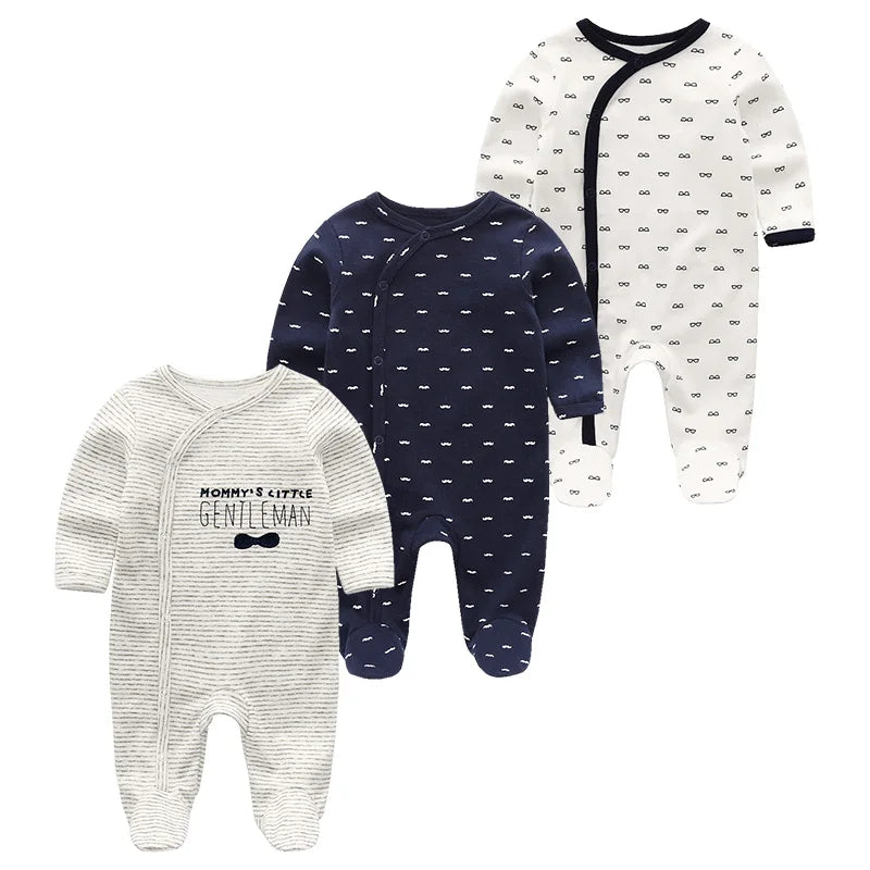 0-12Months Baby Rompers Newborn Pajamas Girls Boys 100% Cotton Long Sleeve 1/2/3 Pieces