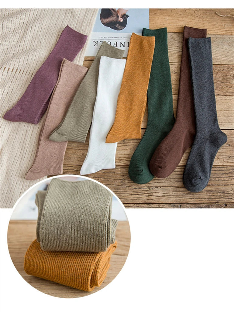 10 Colors Women's Cotton Socks Long Socks