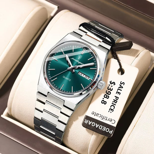 Luxury Watch for Woman Elegant Quartz Waterproof Luminous Date Week Stainless Steel