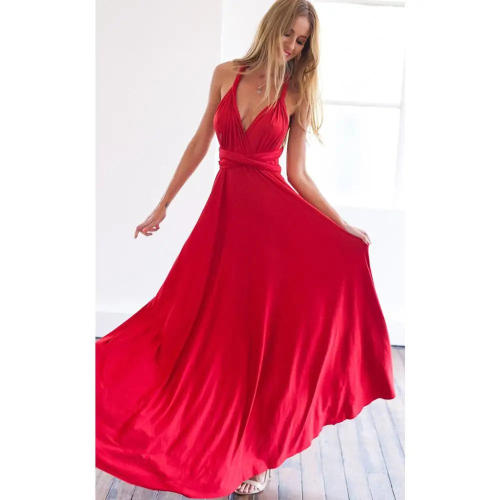 Women Sexy Multiway Wrap Convertible Boho Maxi Bandage Long Dress Party Bridesmaid Infinity Robe