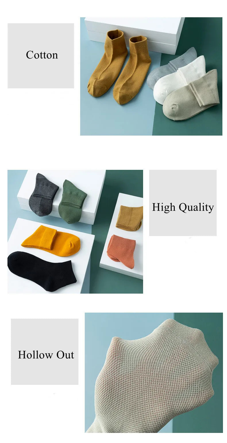 Cotton Breathable Solid Color Woman Summer Thin Socks