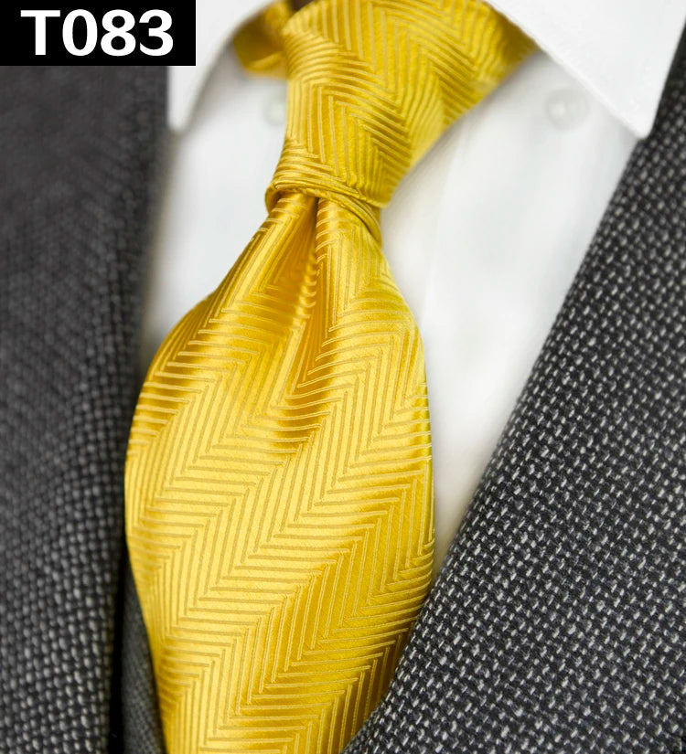 Solid Floral Paisley Yellow Gold Men's Ties Neckties 100% Silk Jacquard Woven Tie Sets Pocket Square Party Wedding
