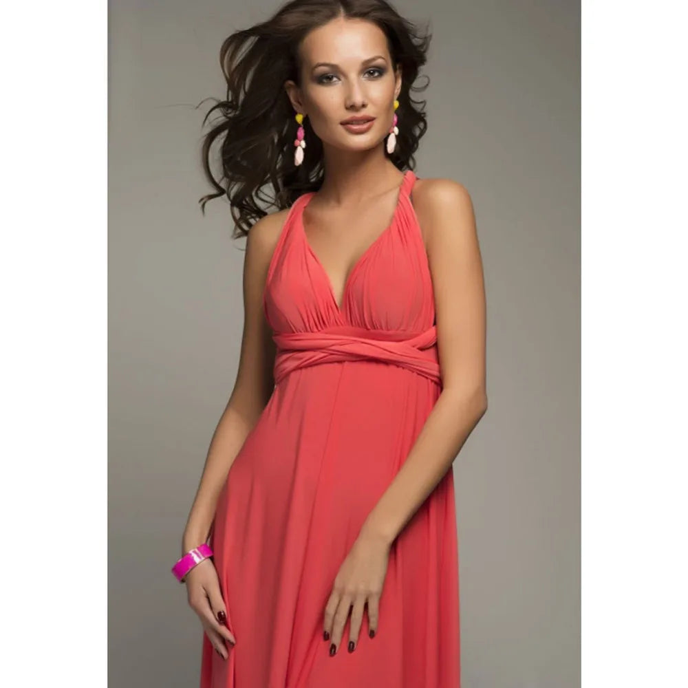 Women Sexy Multiway Wrap Convertible Boho Maxi Bandage Long Dress Party Bridesmaid Infinity Robe