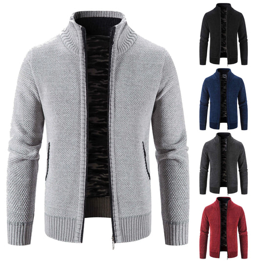 Men Sweater Cardigan Blazer Autumn/Winter Fleece Thick Warm Loose Zip Up