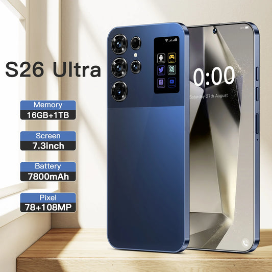2025 New Original S26 Ultra 5G Smartphone 7.3 Inch HD 16GB+1TB Dual Card Unlocked Android 14.0 Deca Core Global Version Spanish