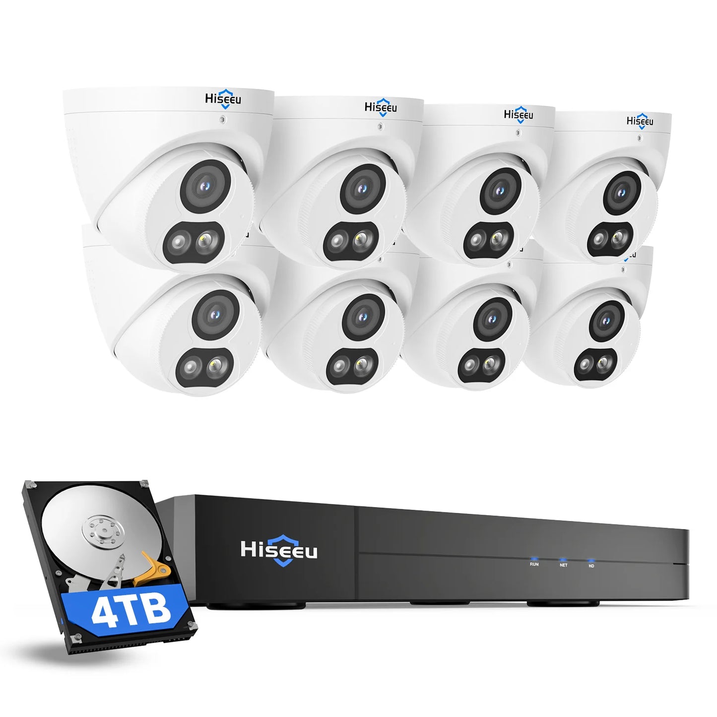 8CH POE Dome IP Camera Kit Dual Light Full Color Night Vision 12MP 4K CCTV Security System Wide Angle Function Network NVR Cloud