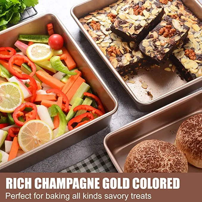 Deep Baking Pan Rectangular Non Stick Carbon Steel Bakeware Biscuit Bread Loaf kit