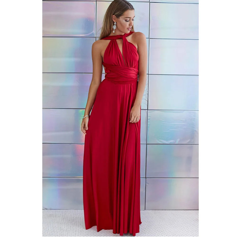 Women Sexy Multiway Wrap Convertible Boho Maxi Bandage Long Dress Party Bridesmaid Infinity Robe