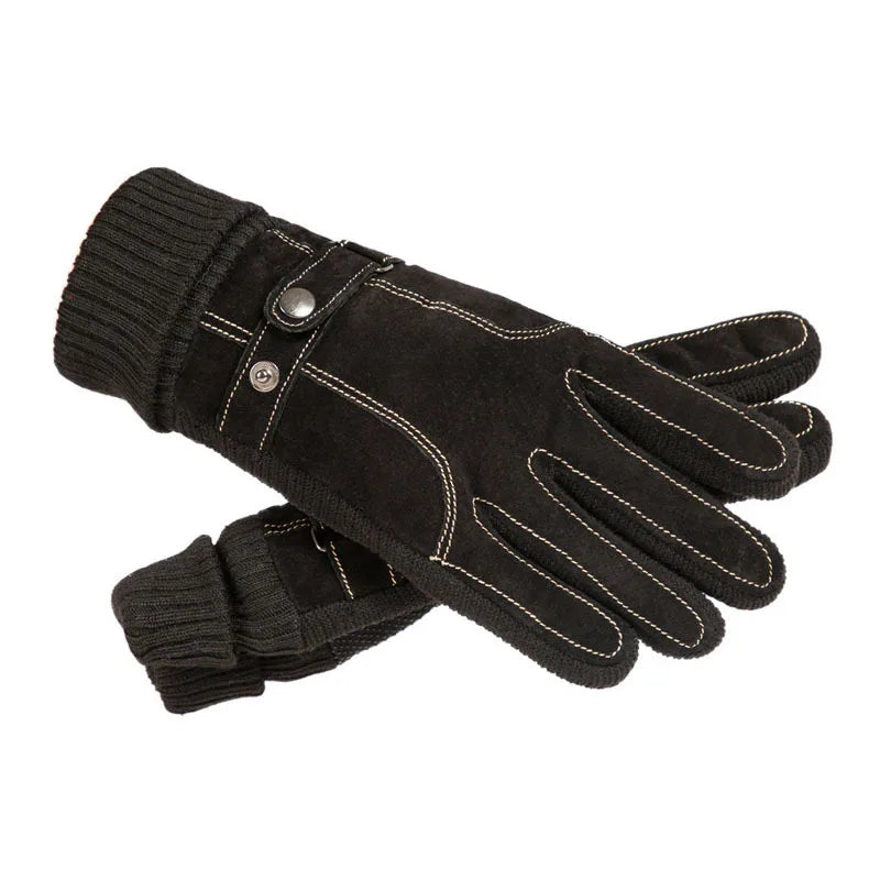 Men's Winter Motorcycle Gloves Pigskin Leather Thermal Riding Gloves Touchscreen Cold with Windproof Insulation