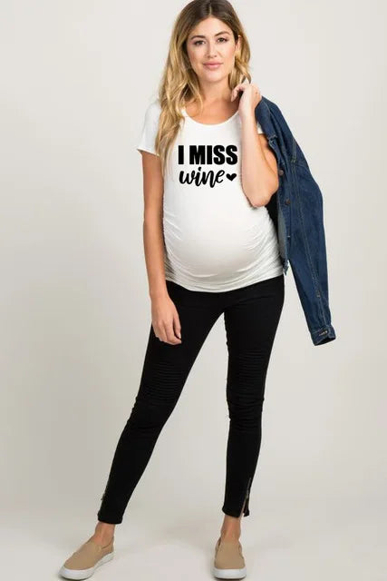 See You Soon Summer Tees Women T-shirts Slim Maternity Funny Letter Tops O-Neck Pregnancy T-shirts for Pregnant Women