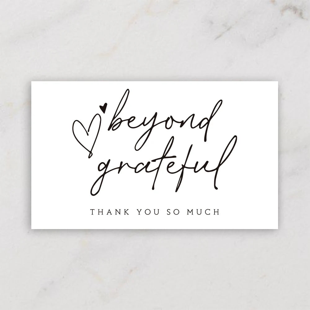 30Pcs/Pack white Thank You Card Labels With Beyond Grateful Card For Supporting My Small Business Decoration Gift Greeting Card