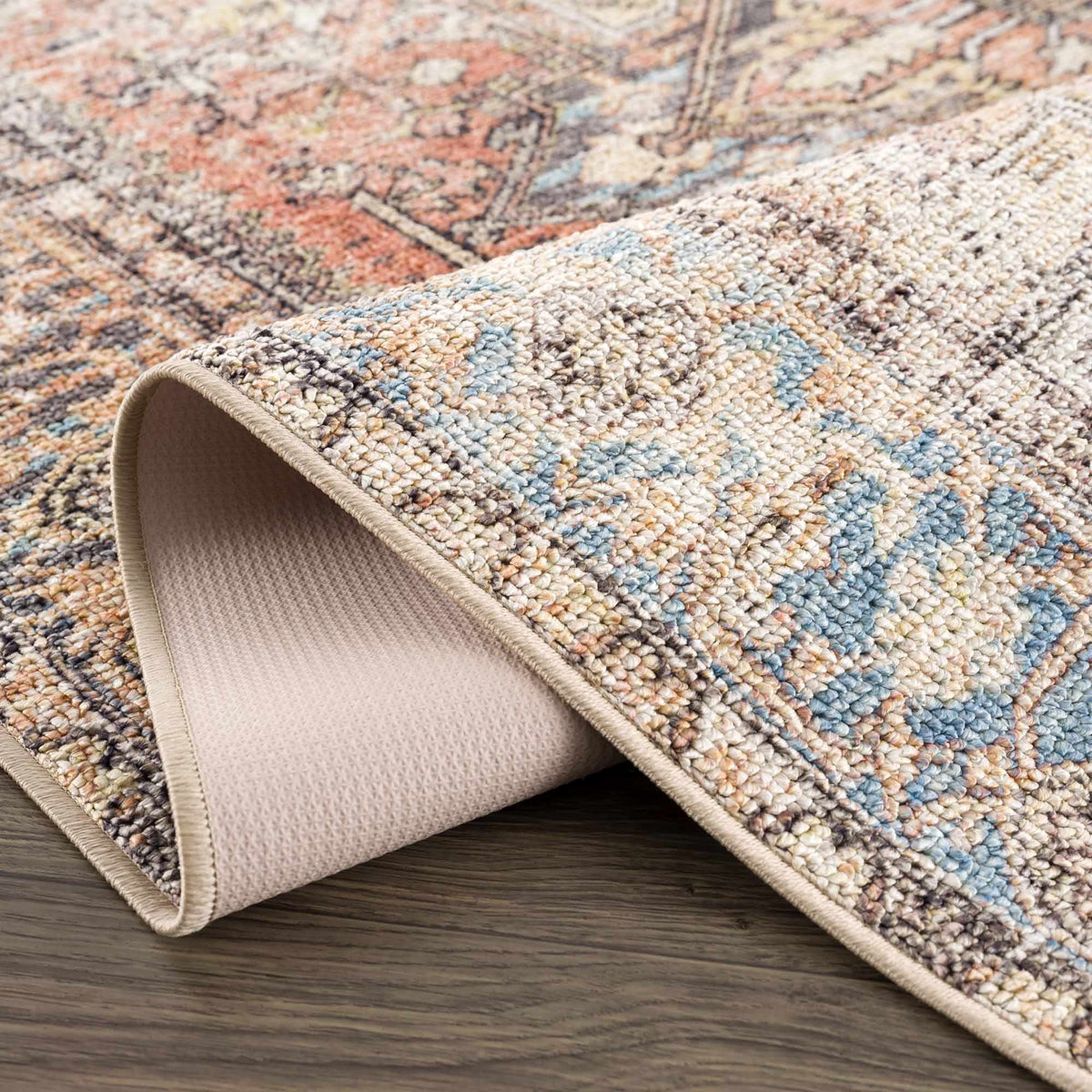 Beck Peach Washable Area Rug - Clearance