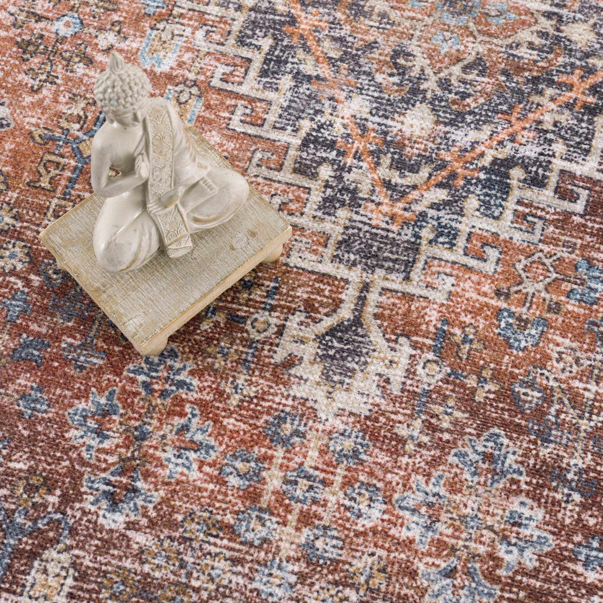 Blue Burgundy Holi-2302 Washable Area Rug