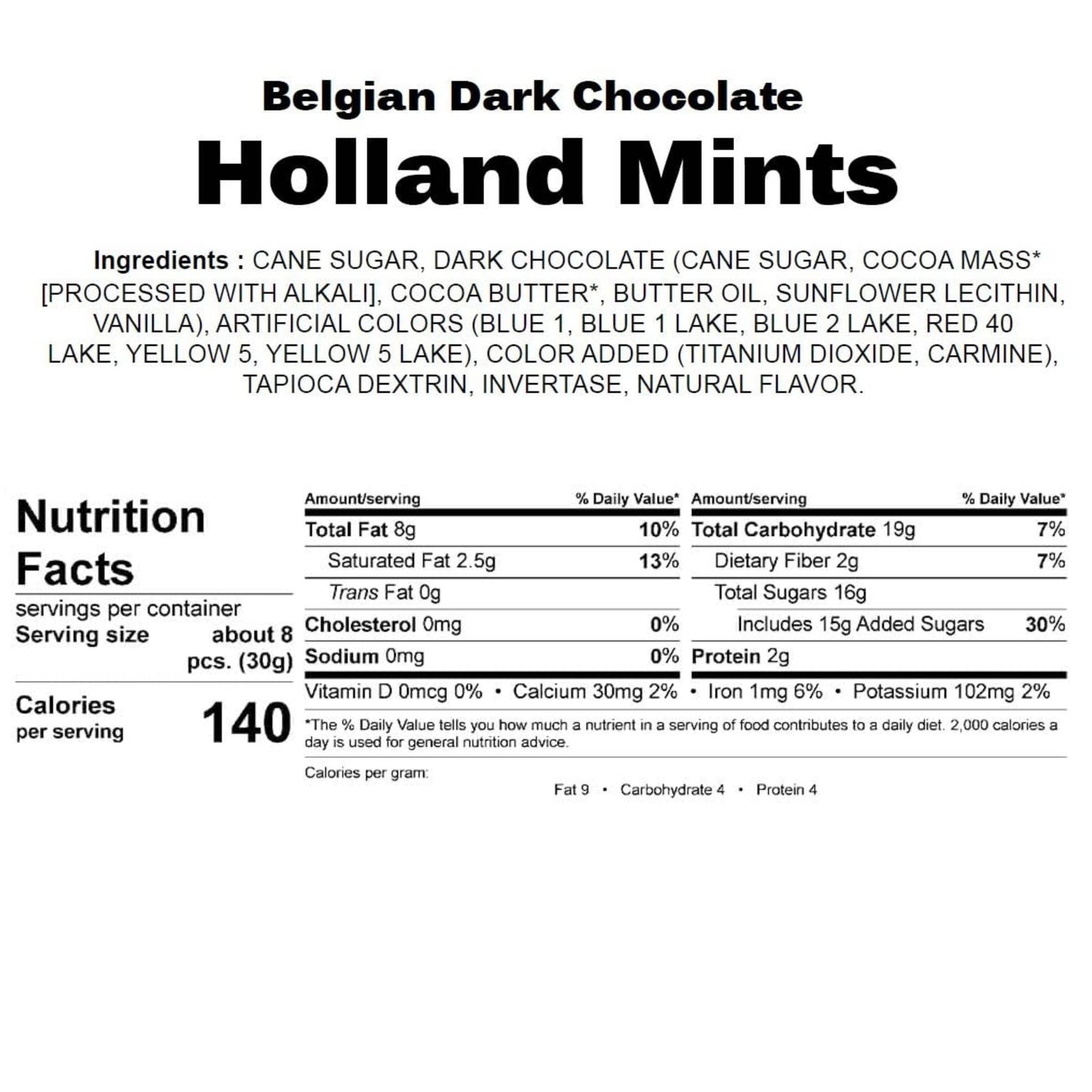 Andy Anand Gluten Free Vegan Holland Mints – 2 lb Dark Belgian Chocolate 60% Cocoa Butter, Peppermint Oil, Dutch Gourmet Holiday Gift Box