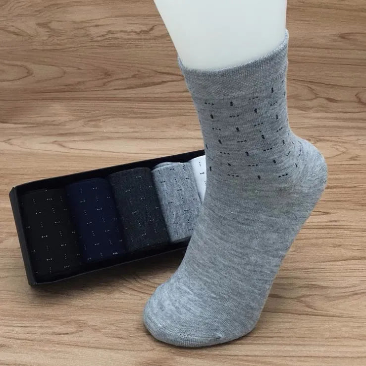 5 Pairs/lot Cotton Men's Dress Sock Solid Color