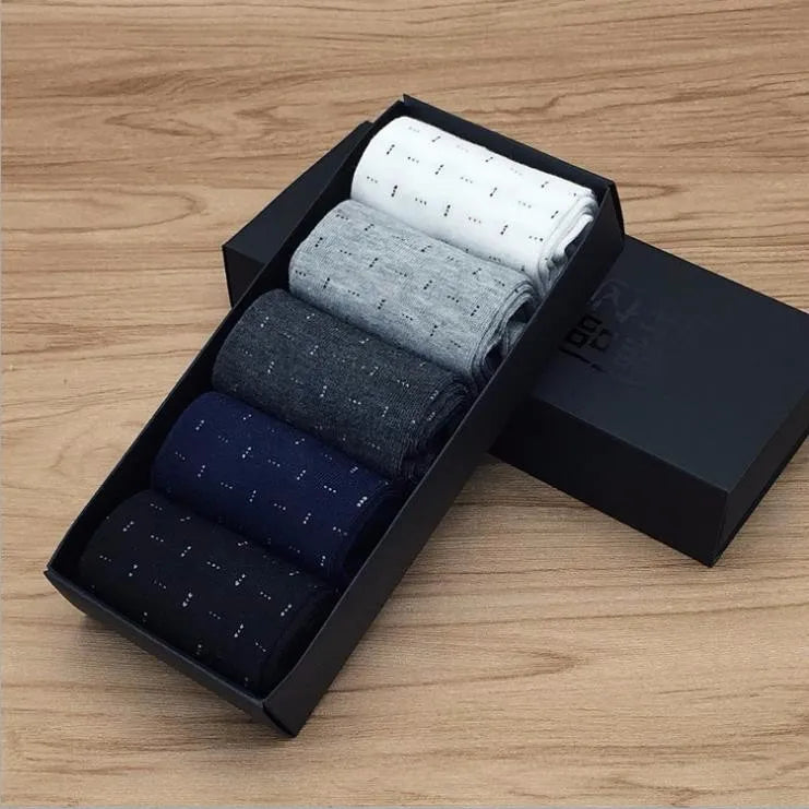 5 Pairs/lot Cotton Men's Dress Sock Solid Color