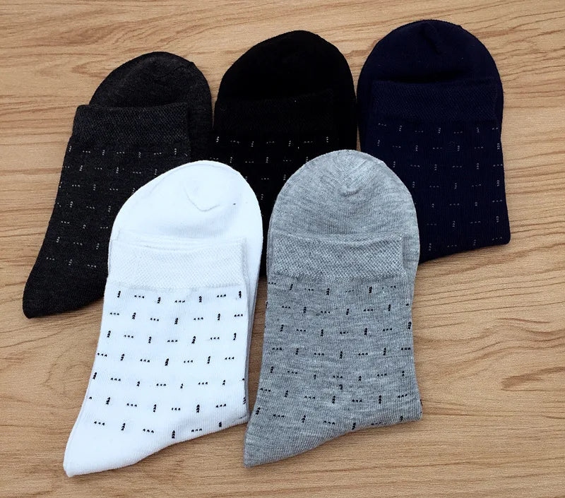 5 Pairs/lot Cotton Men's Dress Sock Solid Color