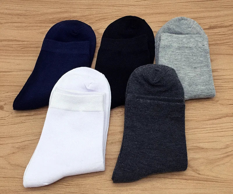 5 Pairs/lot Cotton Men's Dress Sock Solid Color