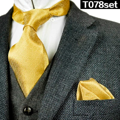 Solid Floral Paisley Yellow Gold Men's Ties Neckties 100% Silk Jacquard Woven Tie Sets Pocket Square Party Wedding