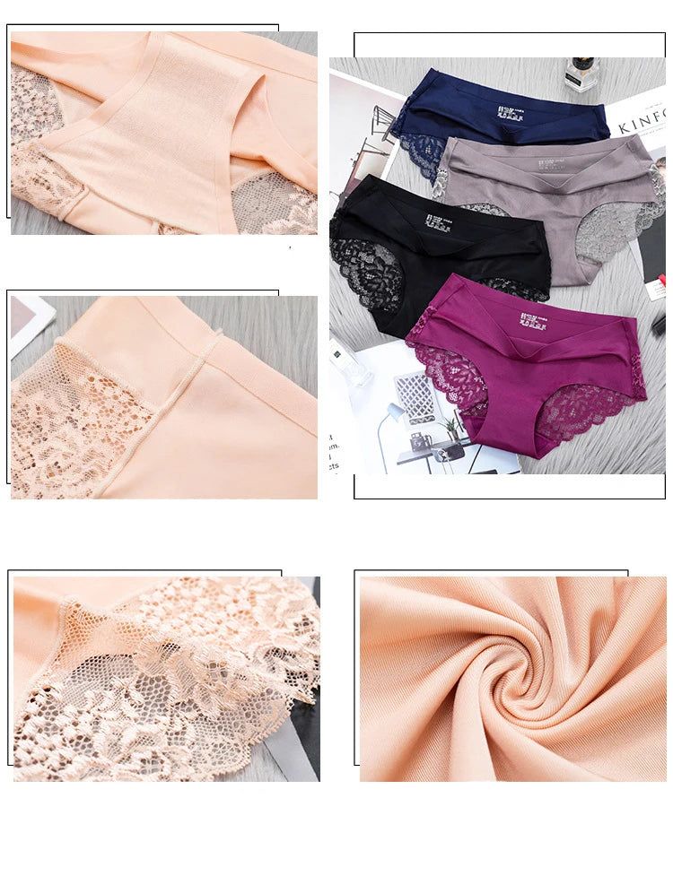 4pcs Lace Panties Women Seamless Underwear Plus Size