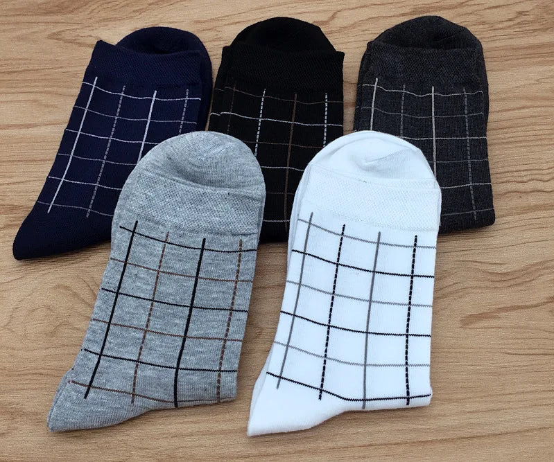 5 Pairs/lot Cotton Men's Dress Sock Solid Color