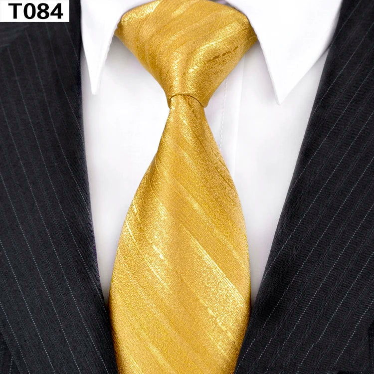 Solid Floral Paisley Yellow Gold Men's Ties Neckties 100% Silk Jacquard Woven Tie Sets Pocket Square Party Wedding