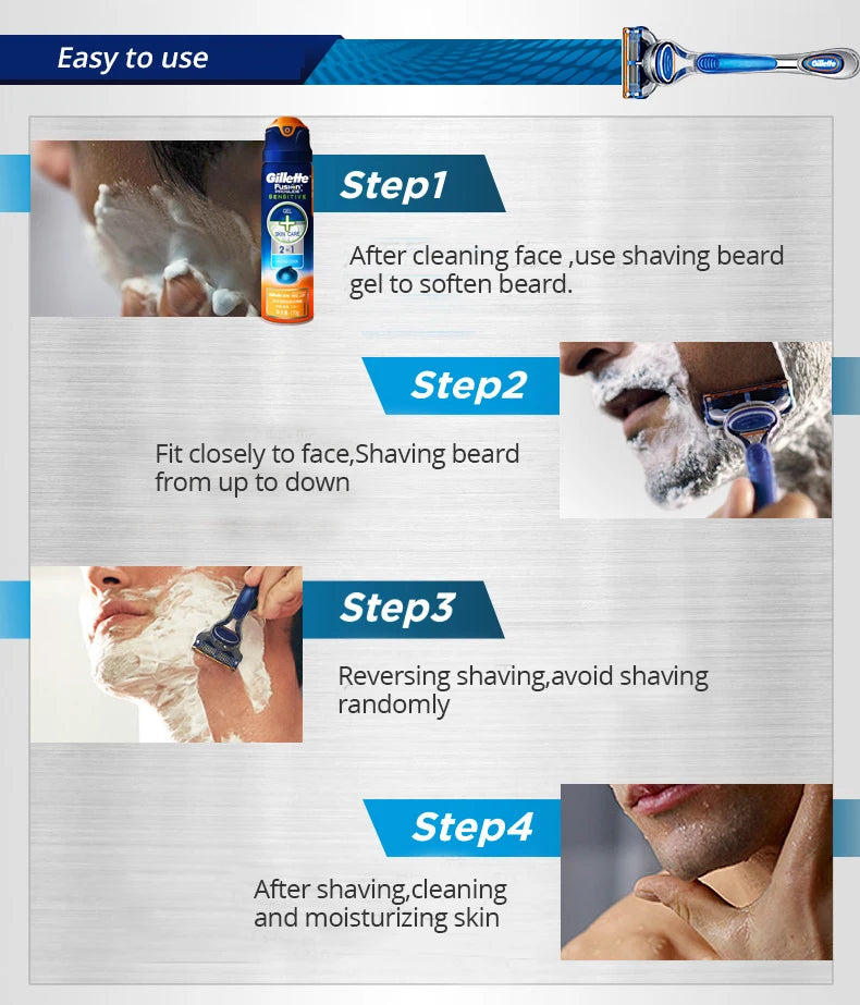 Gillette Fusion Razor for Men Face Hair Beard Shaving Machine Manual Safety Shaver Replacement Head Cassettes 5 Layer Blades