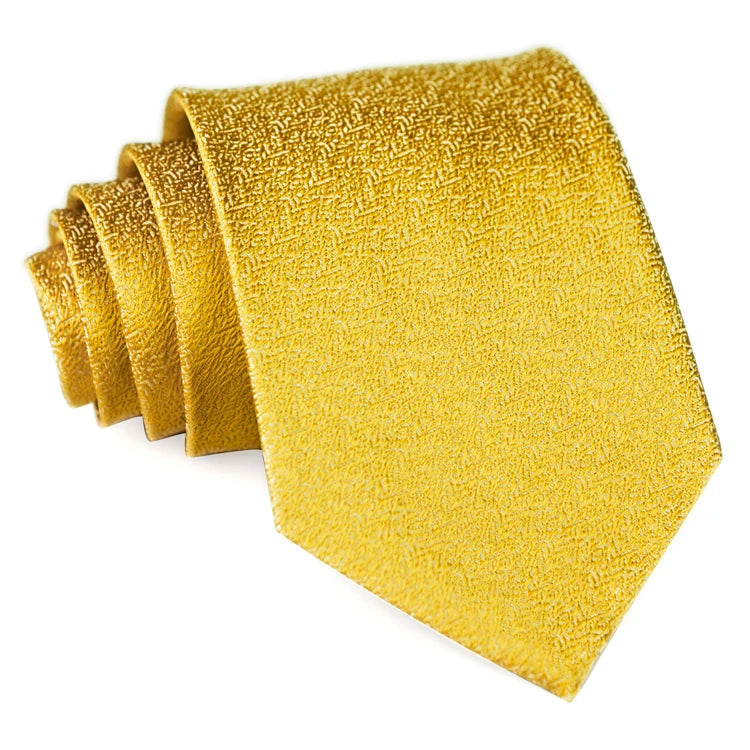 Solid Floral Paisley Yellow Gold Men's Ties Neckties 100% Silk Jacquard Woven Tie Sets Pocket Square Party Wedding