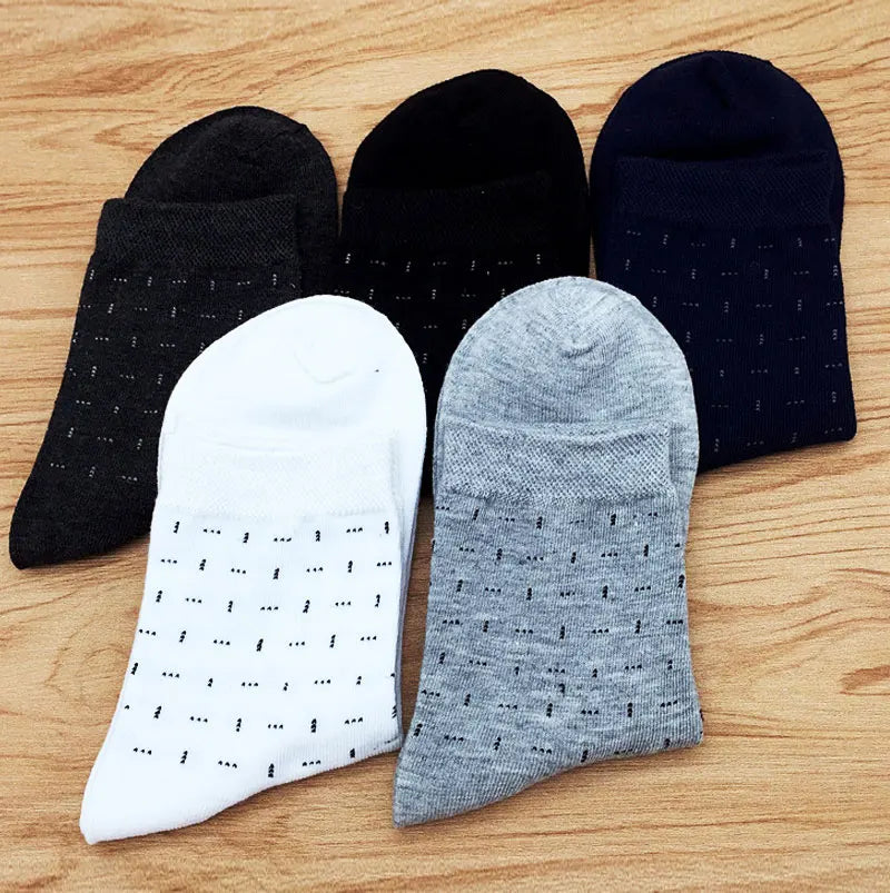 5 Pairs/lot Cotton Men's Dress Sock Solid Color
