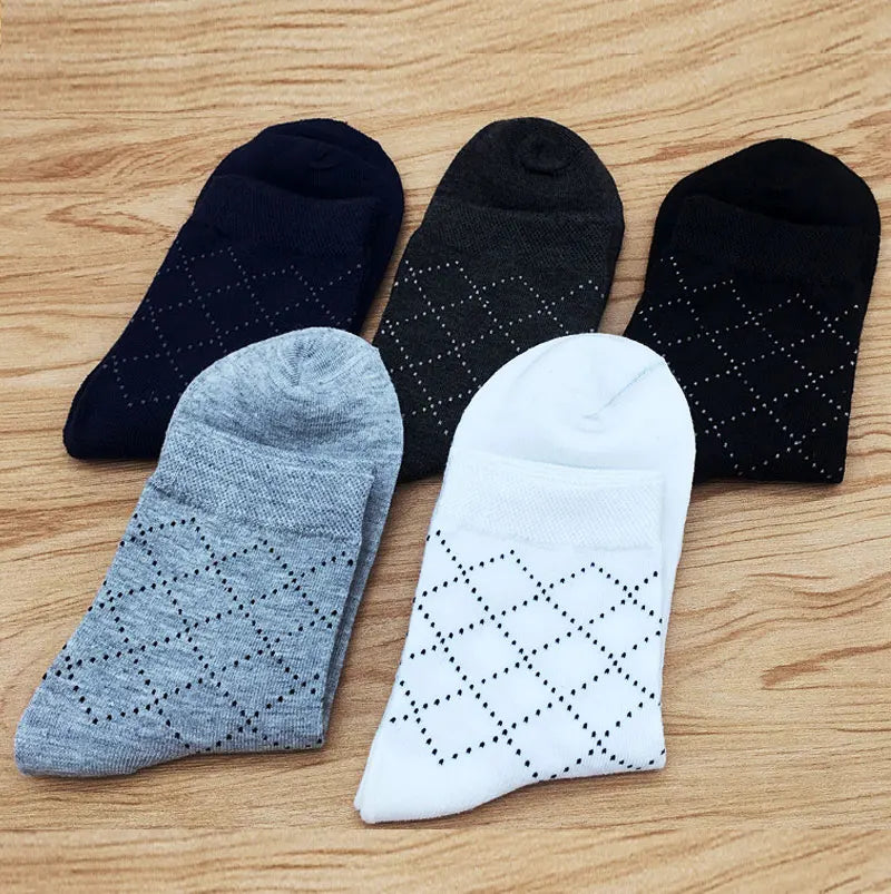 5 Pairs/lot Cotton Men's Dress Sock Solid Color