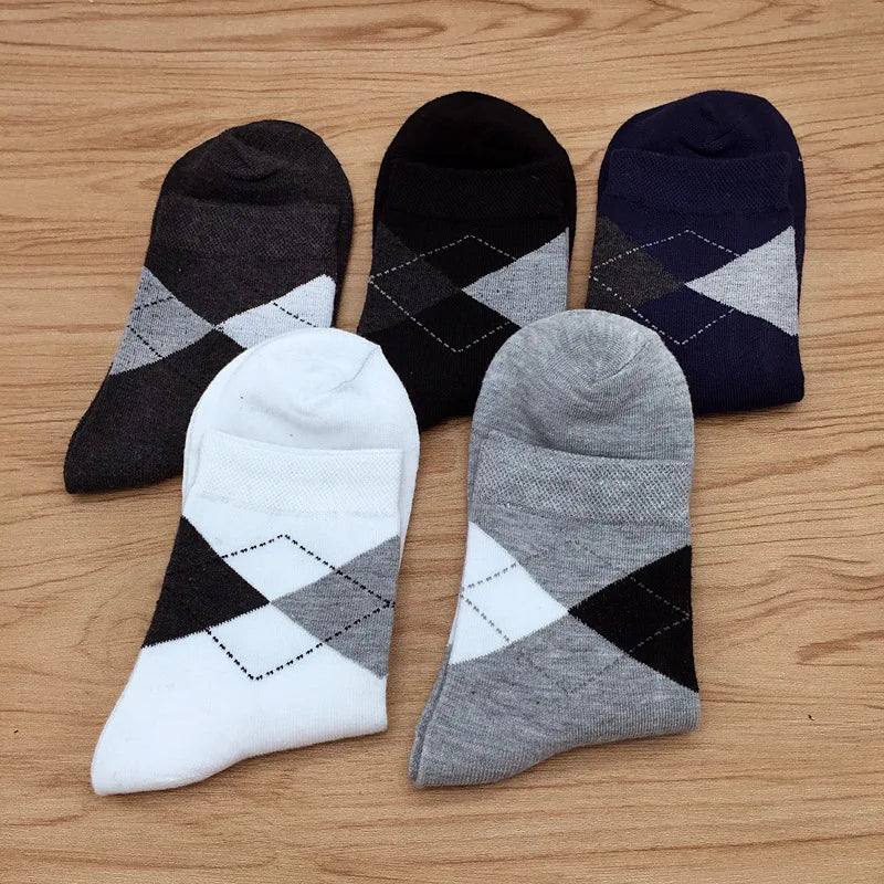 5 Pairs/lot Cotton Men's Dress Sock Solid Color