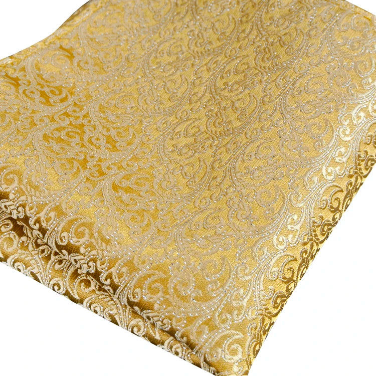 Solid Floral Paisley Yellow Gold Men's Ties Neckties 100% Silk Jacquard Woven Tie Sets Pocket Square Party Wedding