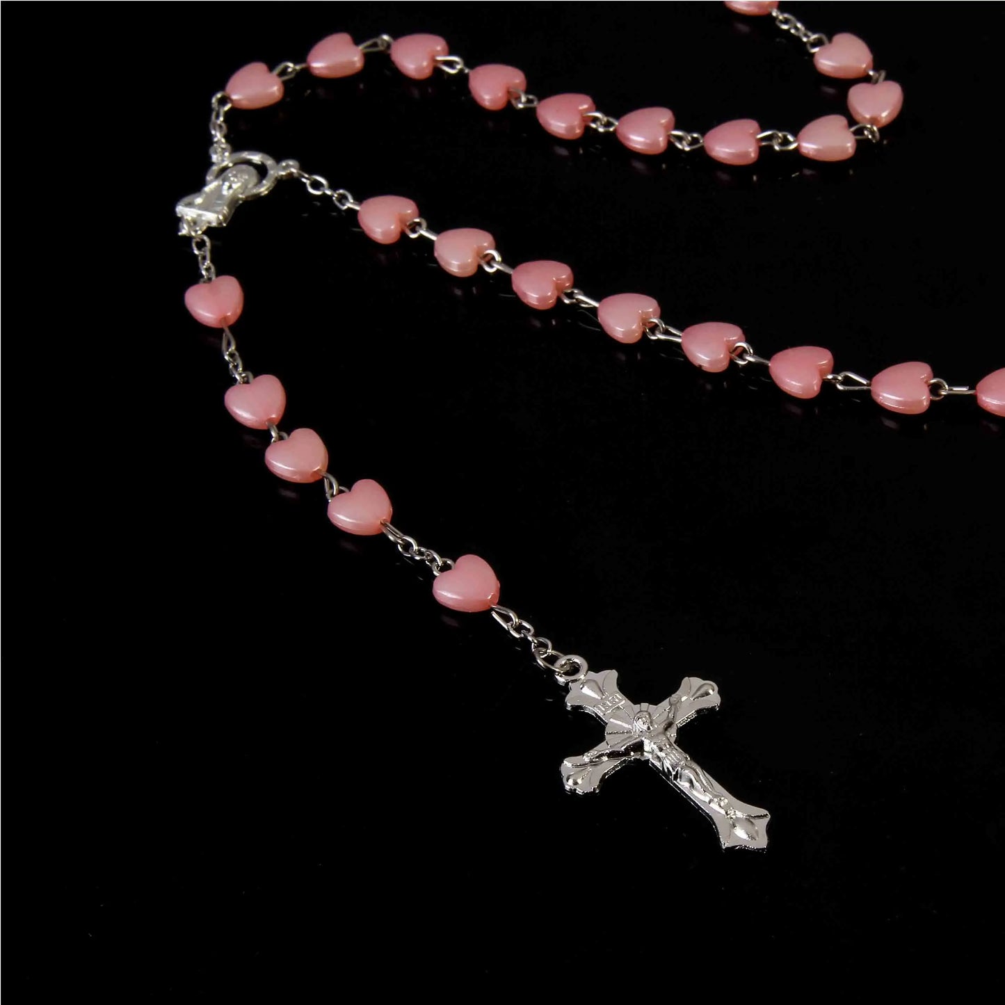 Catholic porcelain white love rosary prayer necklace, Mary blessing rosary prayer necklace