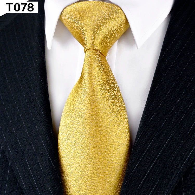 Solid Floral Paisley Yellow Gold Men's Ties Neckties 100% Silk Jacquard Woven Tie Sets Pocket Square Party Wedding